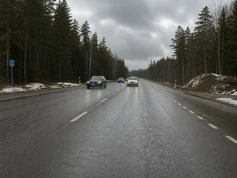 När du kör i 70 km/h i situationen som visas på bilden, vilken åtgärd är säkrast?