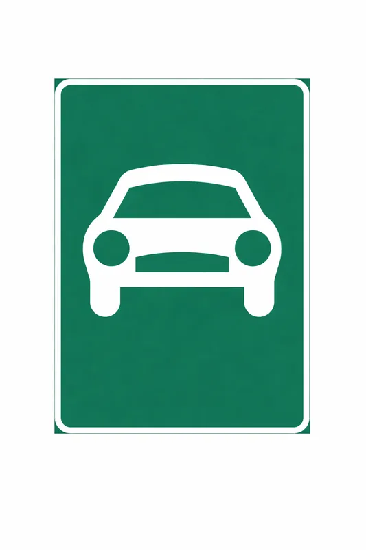 ¿Qué indica esta señal verde con el símbolo de un coche?