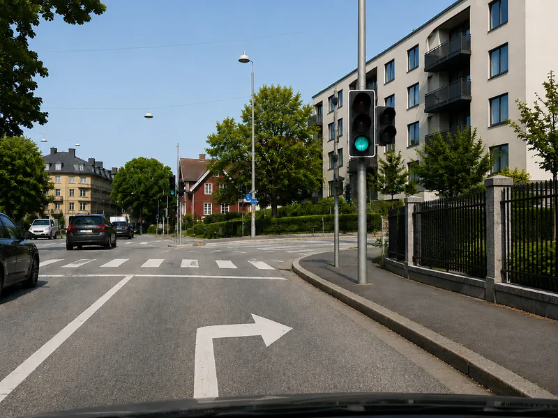 Du ska svänga höger. Vilket av följande alternativ stämmer i den här situationen?