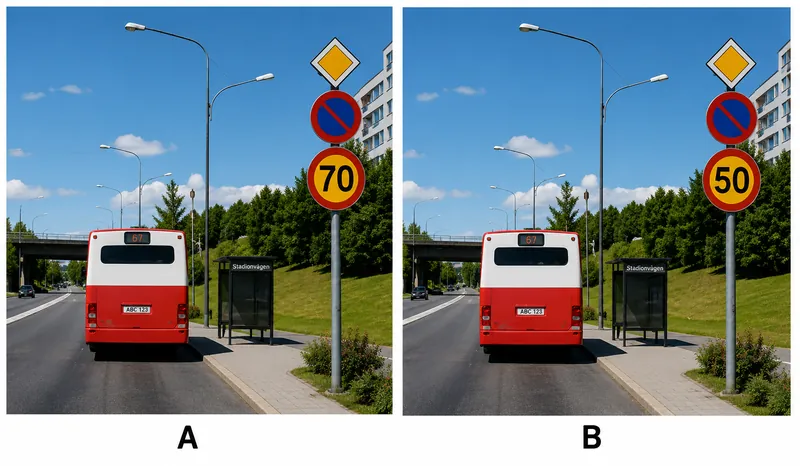 Should you slow down to give the bus a chance to exit its parking space in both cases?